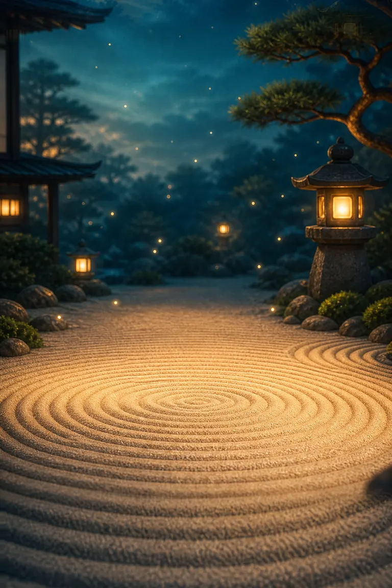 Zen Garden at night