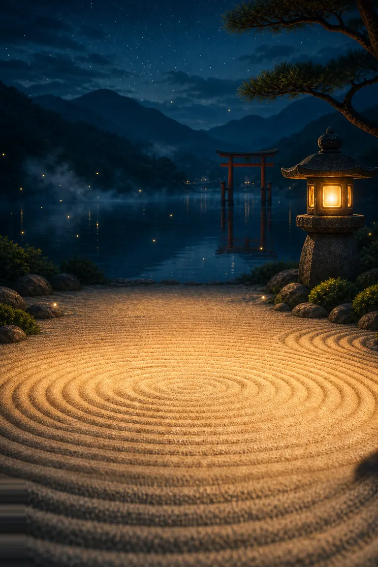 Mountain Lake at night