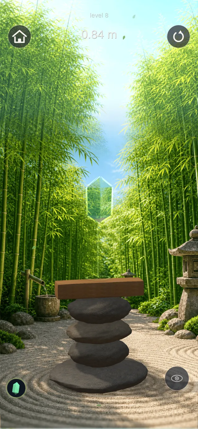 Aiming a stone above the tower in the daylight bamboo grove